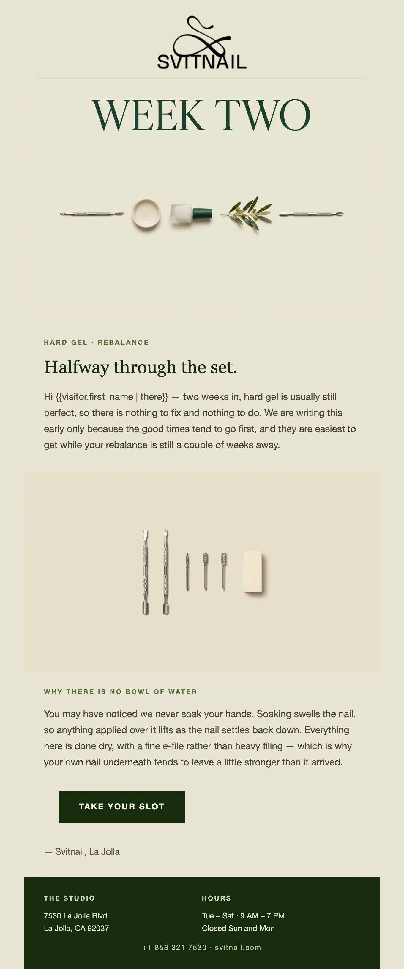 Email: Rebook Manicure, week two