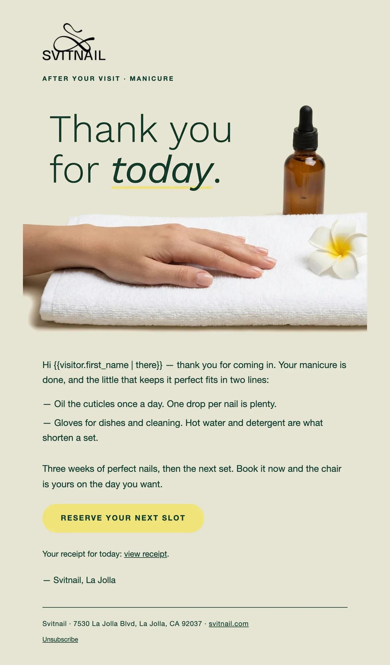 Email: Thank you for today, step zero for a returning client