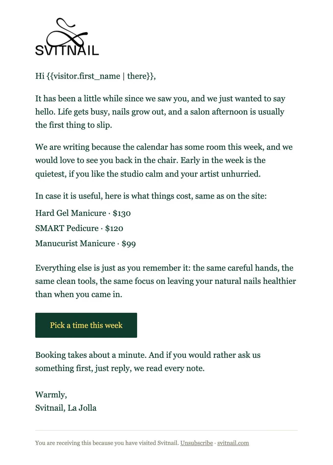 Email: the winback note to past clients